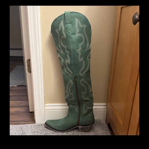 Liberty Bell Shoes - Liberty Green Over the Knee Boots